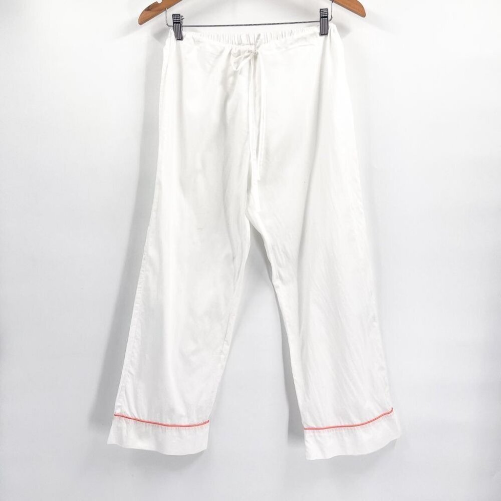 Vintage Cotton High Waisted White Wide Leg Cropped Capri Summer Pants